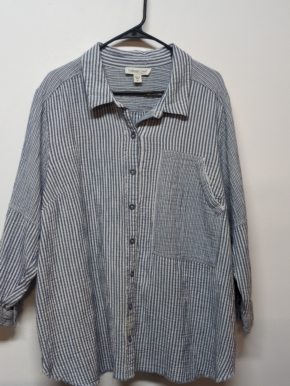 Coldwater Creek Blue White Stripe Button Up Shirt, Size 2X - Picture 2 of 8